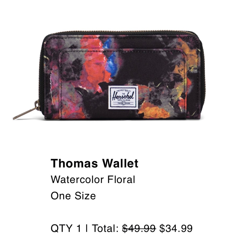 Herschel Thomas Wallet - Watercolor print, NWT